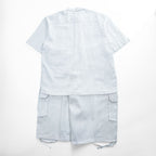 TRUST 100% Linen White Short Sleeve Shirt & Cargo-Style Bottom Set Epaulets Flap Pockets Top 2XL / Bottom 46