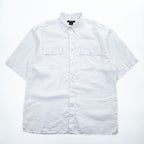 TRUST 100% Linen White Short Sleeve Shirt & Cargo-Style Bottom Set Epaulets Flap Pockets Top 2XL / Bottom 46
