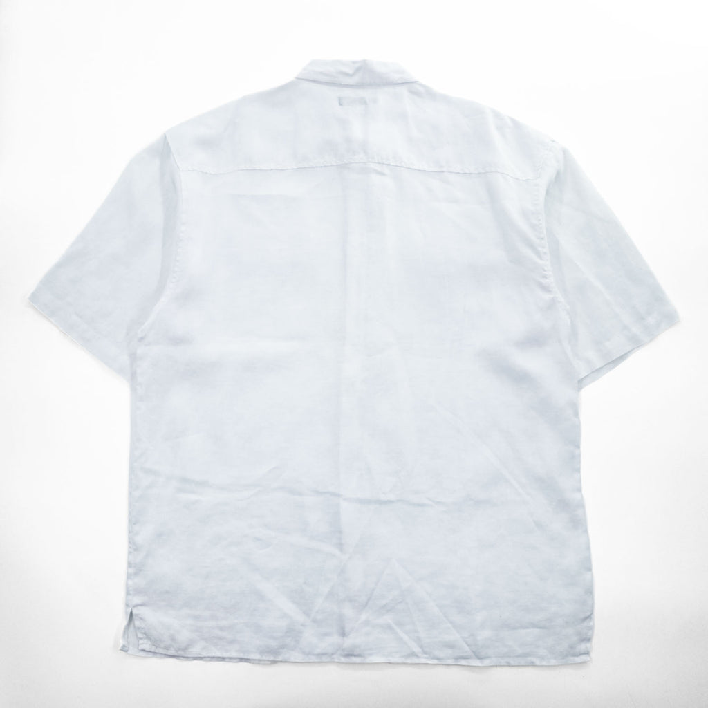 TRUST 100% Linen White Short Sleeve Shirt & Cargo-Style Bottom Set Epaulets Flap Pockets Top 2XL / Bottom 46