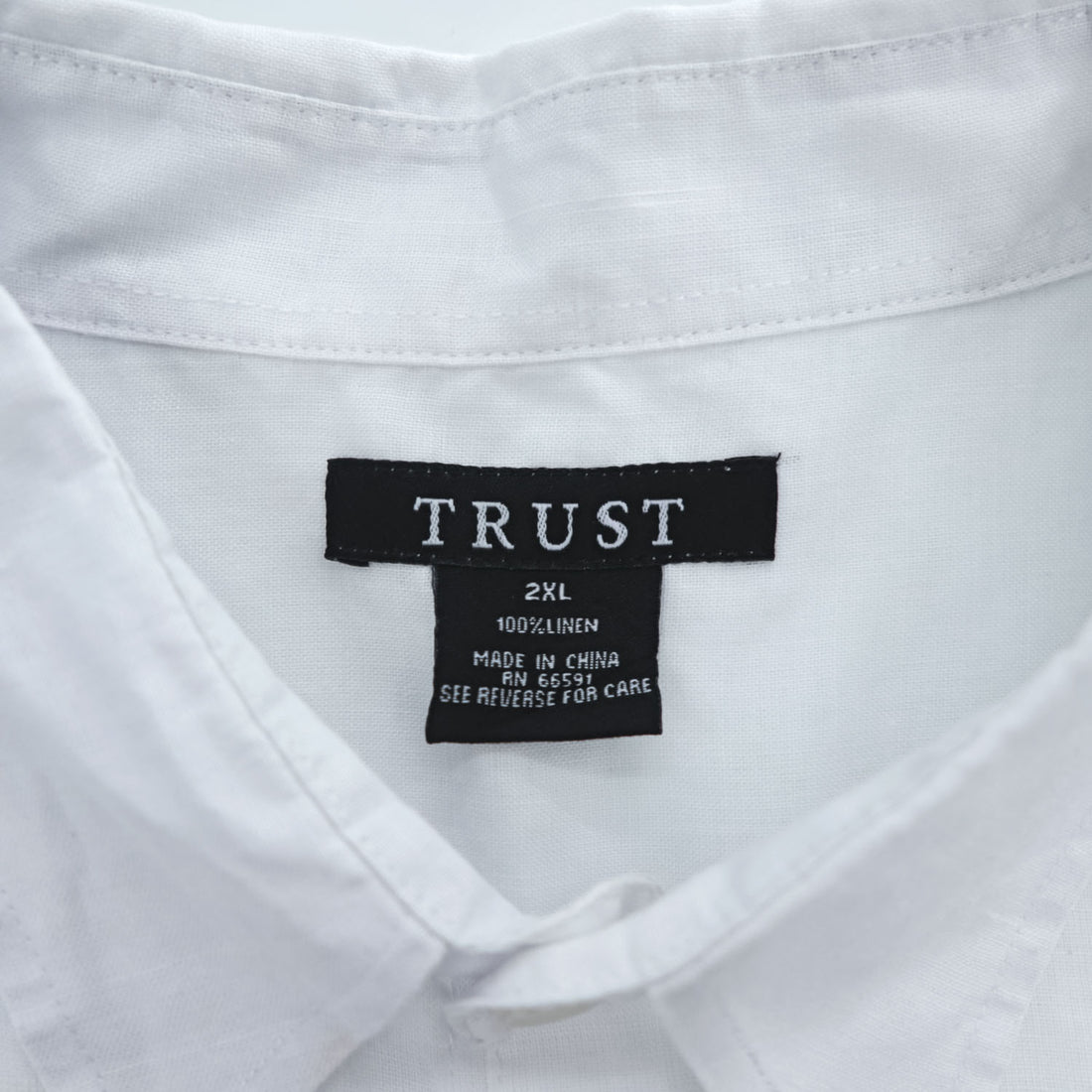 TRUST 100% Linen White Short Sleeve Shirt & Cargo-Style Bottom Set Epaulets Flap Pockets Top 2XL / Bottom 46