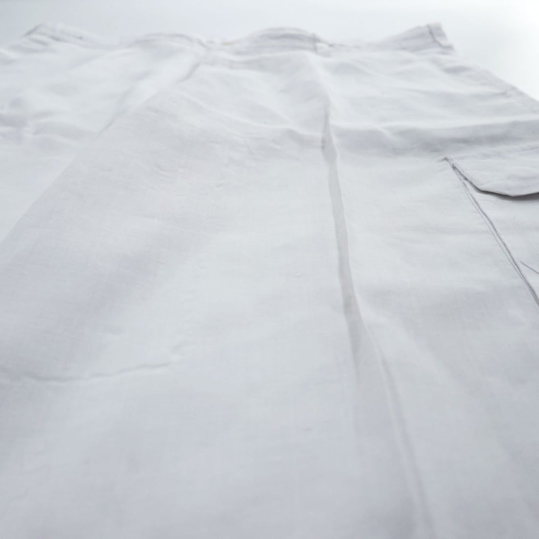 TRUST 100% Linen White Short Sleeve Shirt & Cargo-Style Bottom Set Epaulets Flap Pockets Top 2XL / Bottom 46