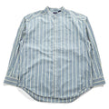 GAP 90年代 オールドギャップ ヴィンテージ カナダ製 バンドカラーシャツ 長袖ストライプシャツ L サックスブルー 胸ポケット