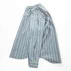 GAP 90年代 オールドギャップ ヴィンテージ カナダ製 バンドカラーシャツ 長袖ストライプシャツ L サックスブルー 胸ポケット