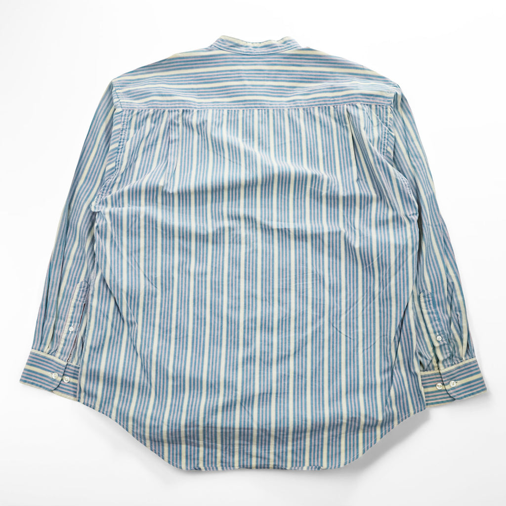 GAP 90年代 オールドギャップ ヴィンテージ カナダ製 バンドカラーシャツ 長袖ストライプシャツ L サックスブルー 胸ポケット