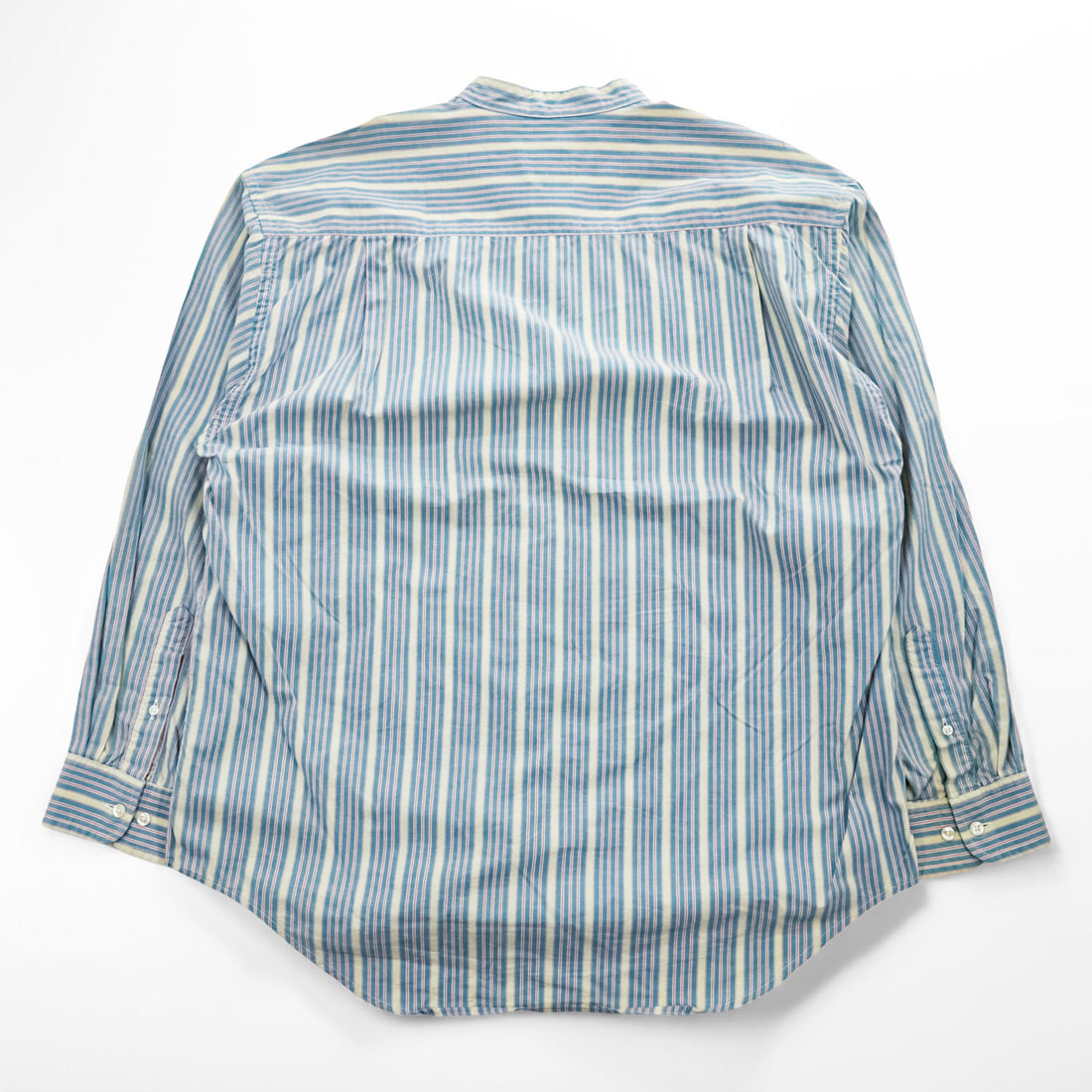 GAP 90年代 オールドギャップ ヴィンテージ カナダ製 バンドカラーシャツ 長袖ストライプシャツ L サックスブルー 胸ポケット