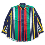 NAUTICA 90年代 ヴィンテージ 長袖 マルチストライプ シャツ XL ボタンダウン マルチストライプ ビッグサイズ