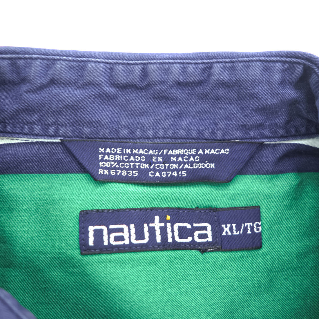 NAUTICA 90年代 ヴィンテージ 長袖 マルチストライプ シャツ XL ボタンダウン マルチストライプ ビッグサイズ