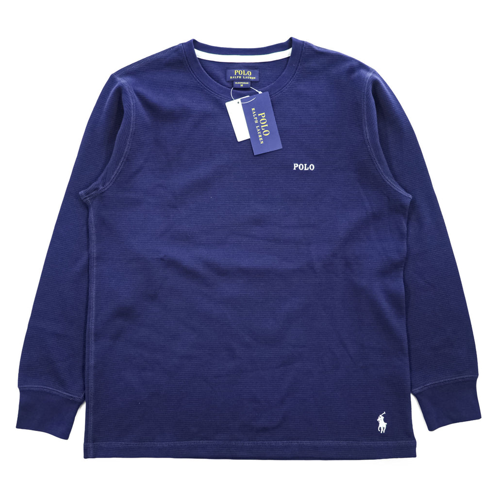 Polo Ralph Lauren ワッフル サーマル 長袖 ロングスリーブ Tシャツ ロンT M ネイビー スモールポニー ロゴ 刺繍 SLEEPWEAR 未使用品