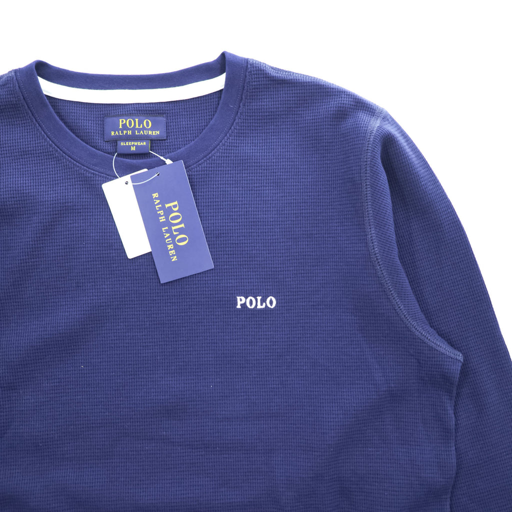 Polo Ralph Lauren ワッフル サーマル 長袖 ロングスリーブ Tシャツ ロンT M ネイビー スモールポニー ロゴ 刺繍 SLEEPWEAR 未使用品