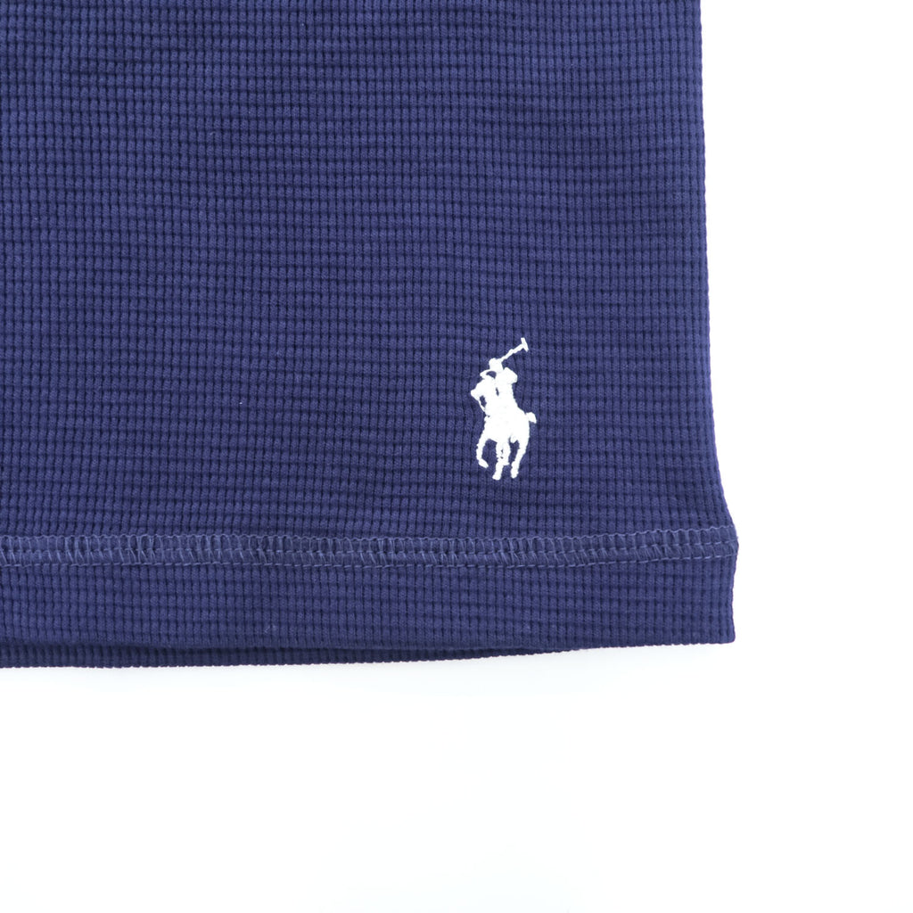 Polo Ralph Lauren ワッフル サーマル 長袖 ロングスリーブ Tシャツ ロンT M ネイビー スモールポニー ロゴ 刺繍 SLEEPWEAR 未使用品
