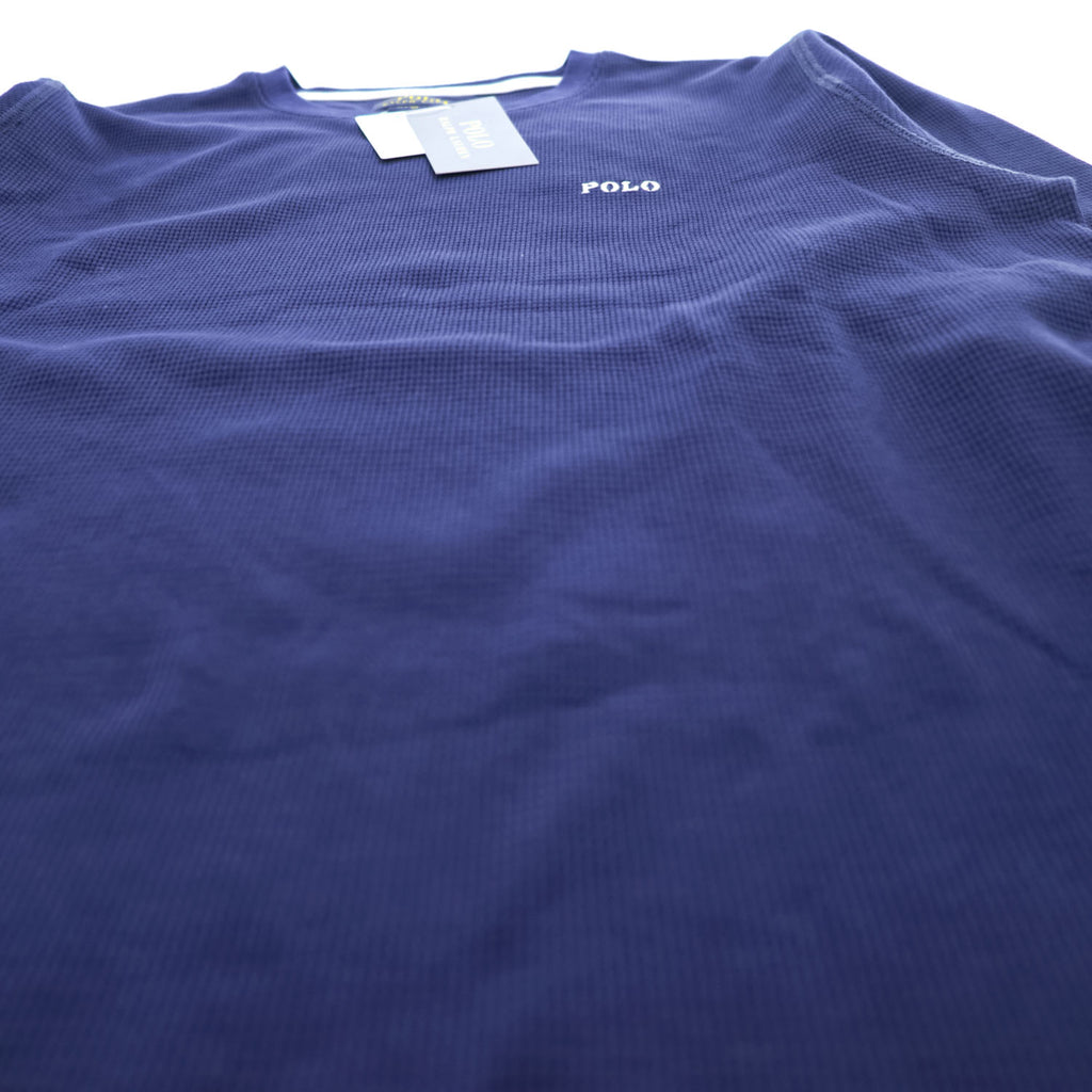 Polo Ralph Lauren ワッフル サーマル 長袖 ロングスリーブ Tシャツ ロンT M ネイビー スモールポニー ロゴ 刺繍 SLEEPWEAR 未使用品
