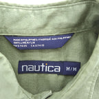 NAUTICA 90年代 ヴィンテージ 半袖 リネンシャツ M カーキ グリーン 麻100% 胸ポケット