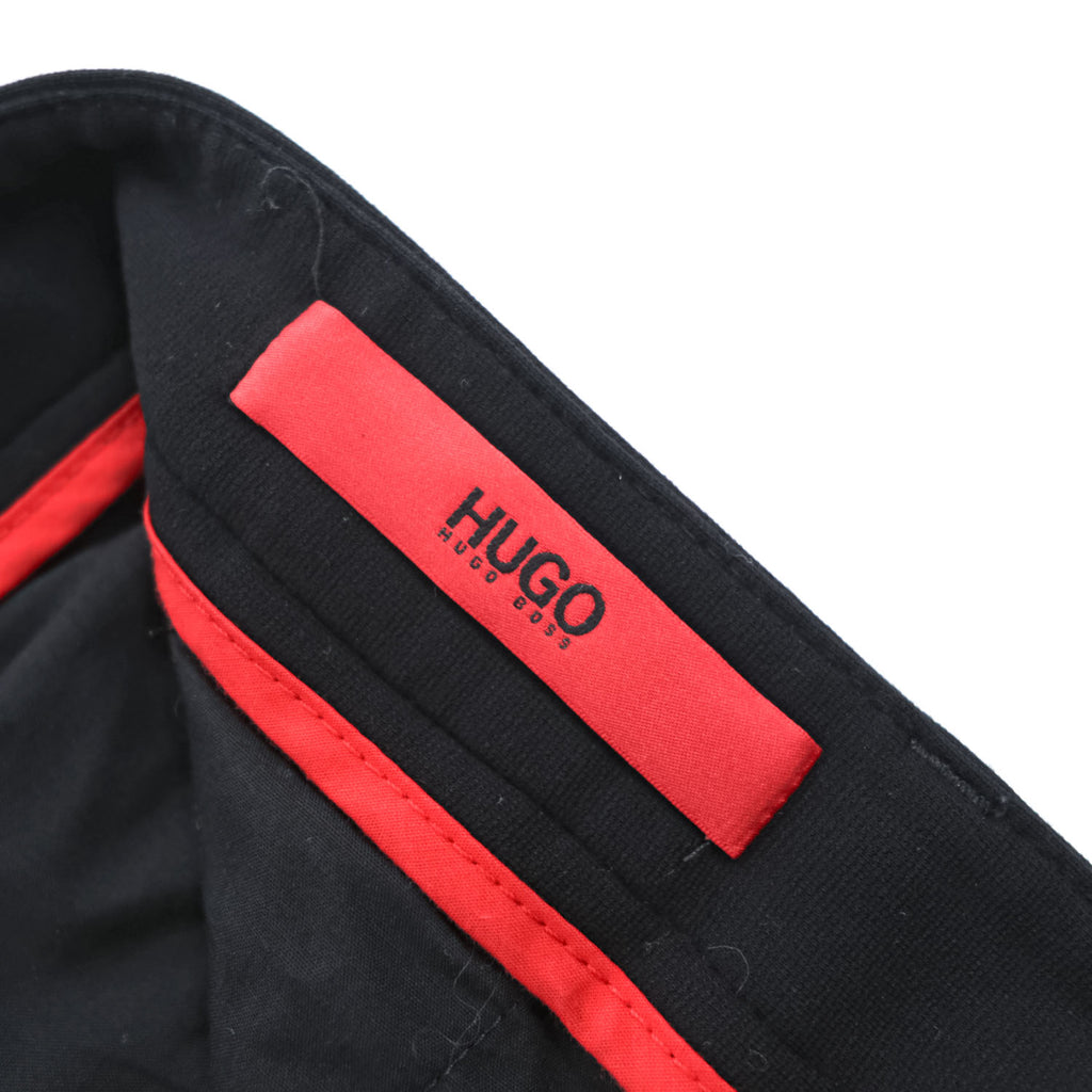 HUGO BOSS テーパード スラックス パンツ M ブラック ストレッチ Hendris 183 ルーマニア製