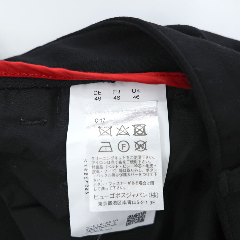 HUGO BOSS テーパード スラックス パンツ M ブラック ストレッチ Hendris 183 ルーマニア製
