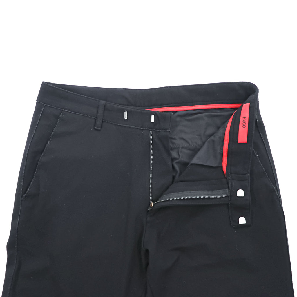 HUGO BOSS テーパード スラックス パンツ M ブラック ストレッチ Hendris 183 ルーマニア製