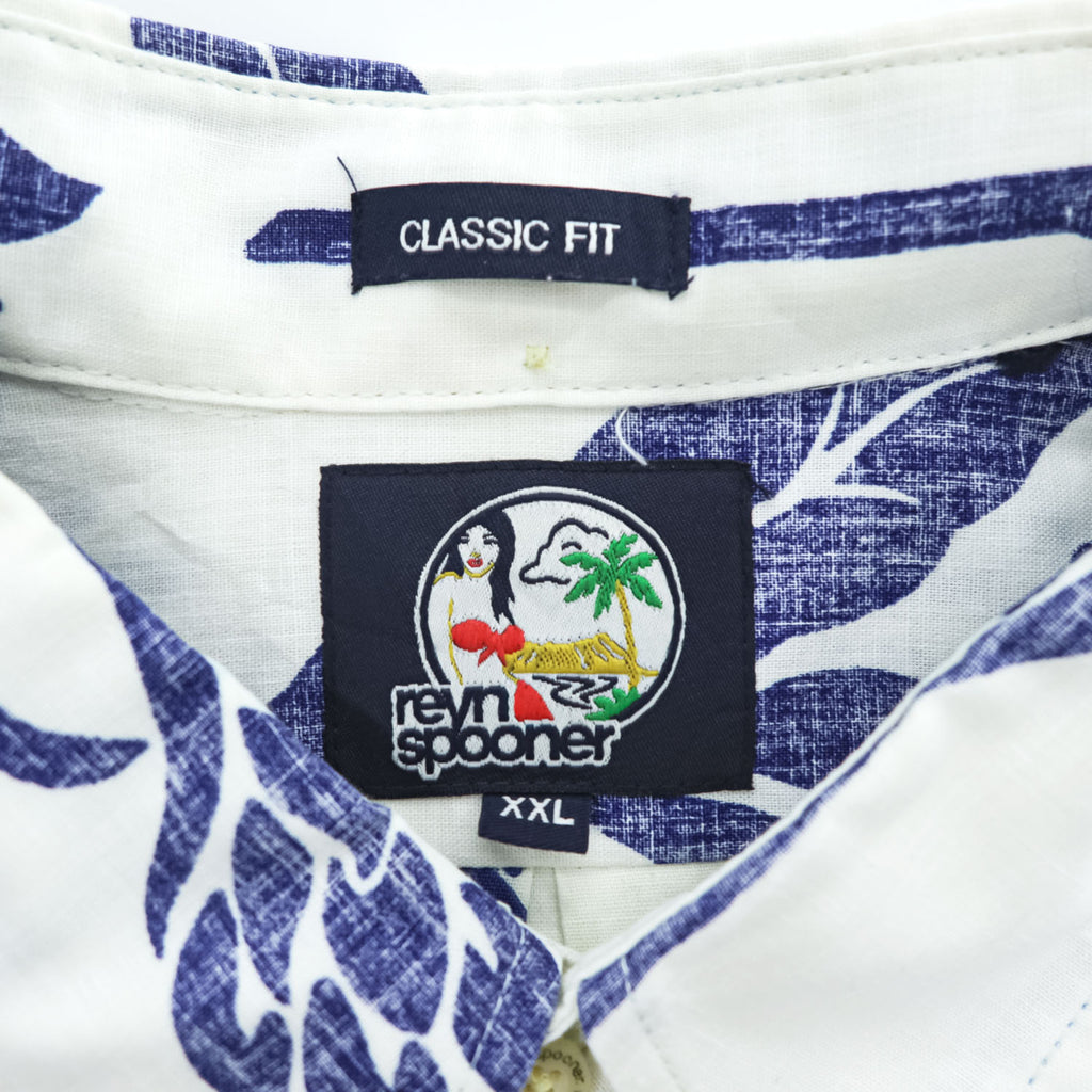 reyn spooner 90年代 ヴィンテージ プルオーバー 半袖シャツ アロハシャツ XXL ホワイト 総柄 ビッグサイズ CLASSIC FIT ハーフボタン