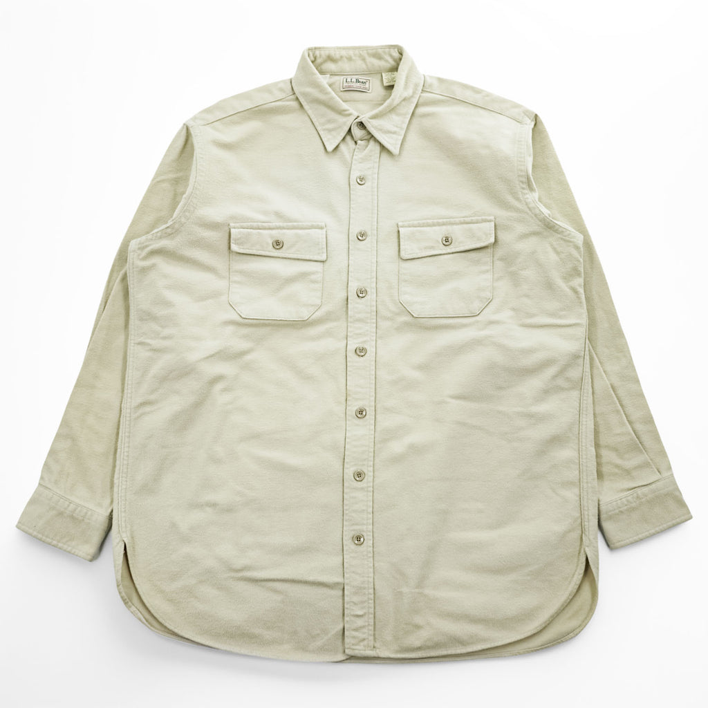 L.L.Bean 90年代 USA製 ヴィンテージ 長袖 シャモアクロスシャツ L ベージュ CHAMOIS CLOTH SHIRT 1612