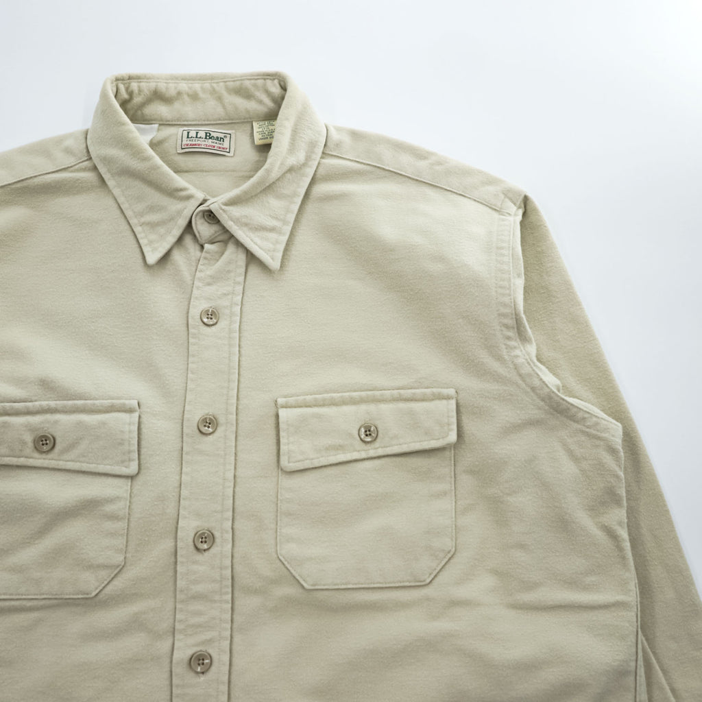 L.L.Bean 90年代 USA製 ヴィンテージ 長袖 シャモアクロスシャツ L ベージュ CHAMOIS CLOTH SHIRT 1612