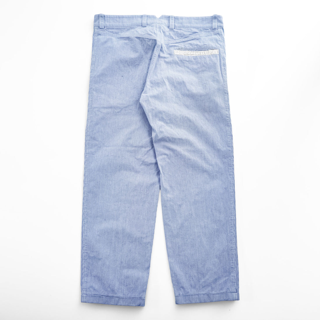 RIDING HIGH 日本製 ヒッコリーストライプ スラックス パンツ L ブルー ボタンフライ コットン