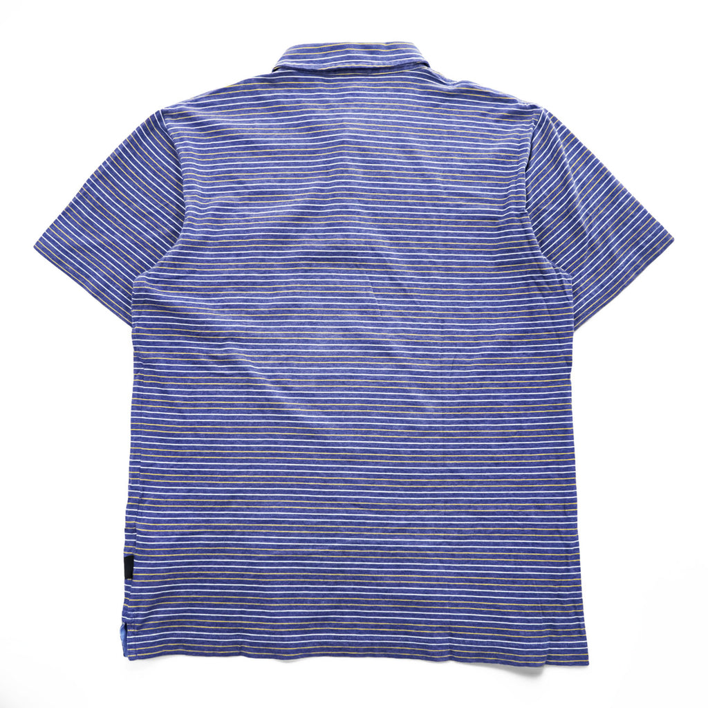 Patagonia オーガニックコットン 半袖 ポロシャツ M ブルー ボーダー Squeaky Clean Polo ORGANIC COTTON 52776