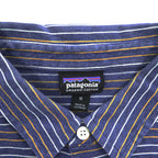Patagonia オーガニックコットン 半袖 ポロシャツ M ブルー ボーダー Squeaky Clean Polo ORGANIC COTTON 52776