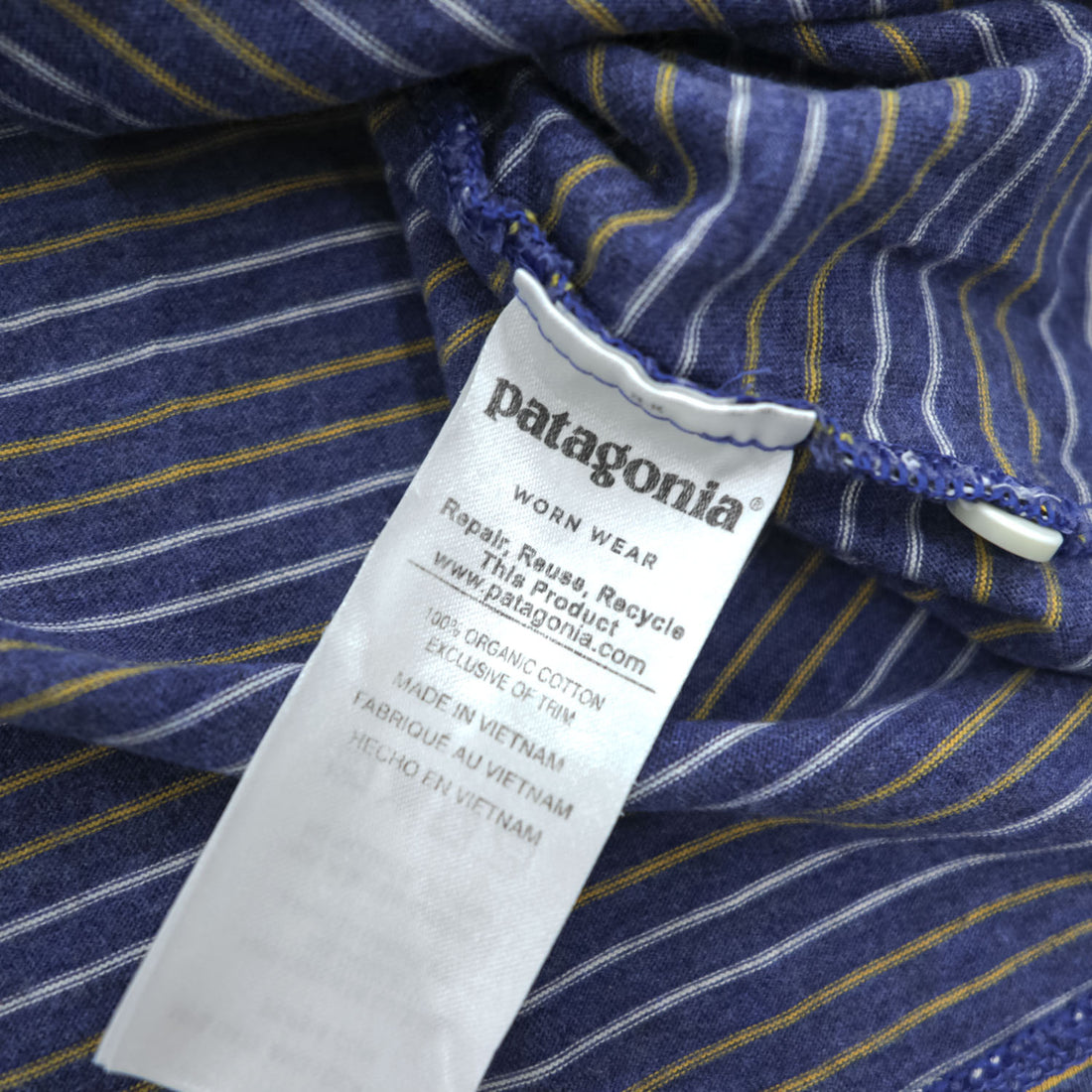 Patagonia オーガニックコットン 半袖 ポロシャツ M ブルー ボーダー Squeaky Clean Polo ORGANIC COTTON 52776