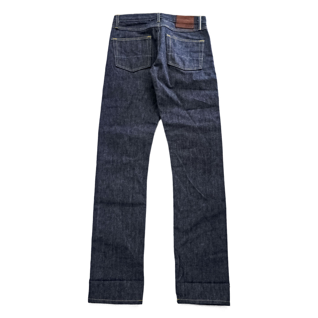 GUSTIN セルヴィッヂ リジッドデニムパンツ USA製 ジーンズ L ノンウォッシュ 濃紺 レザーパッチ ボタンフライ