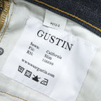 GUSTIN セルヴィッヂ リジッドデニムパンツ USA製 ジーンズ L ノンウォッシュ 濃紺 レザーパッチ ボタンフライ