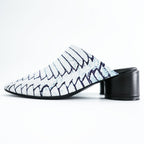 MM6 Maison Margiela ブロックヒール ミュール チャンキーヒール サボサンダル 22.5cm ホワイト 総柄 PRINTED MULES 羊革 レザー S59WP0139 イタリア製