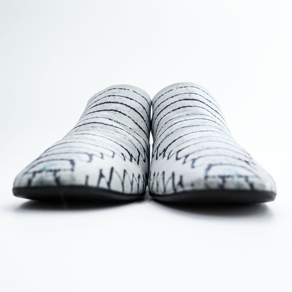 MM6 Maison Margiela ブロックヒール ミュール チャンキーヒール サボサンダル 22.5cm ホワイト 総柄 PRINTED MULES 羊革 レザー S59WP0139 イタリア製