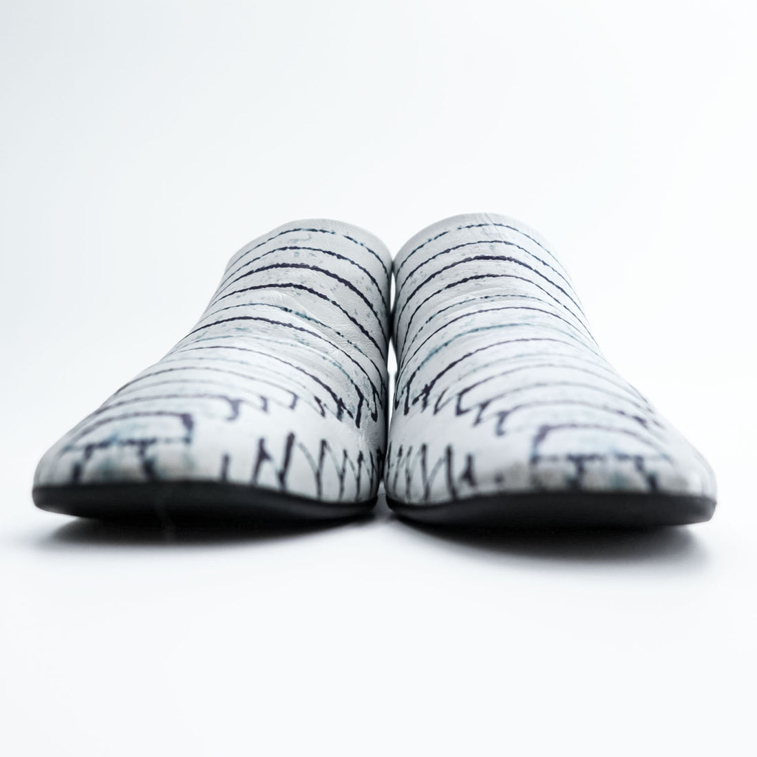 MM6 Maison Margiela ブロックヒール ミュール チャンキーヒール サボサンダル 22.5cm ホワイト 総柄 PRINTED MULES 羊革 レザー S59WP0139 イタリア製
