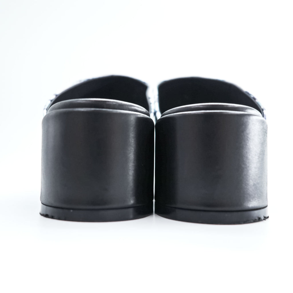 MM6 Maison Margiela ブロックヒール ミュール チャンキーヒール サボサンダル 22.5cm ホワイト 総柄 PRINTED MULES 羊革 レザー S59WP0139 イタリア製
