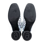 MM6 Maison Margiela ブロックヒール ミュール チャンキーヒール サボサンダル 22.5cm ホワイト 総柄 PRINTED MULES 羊革 レザー S59WP0139 イタリア製