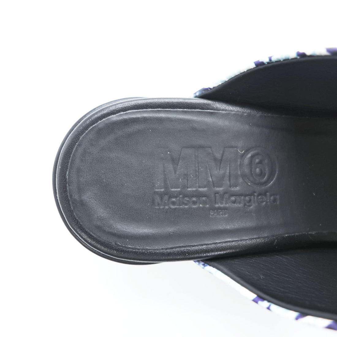 MM6 Maison Margiela ブロックヒール ミュール チャンキーヒール サボサンダル 22.5cm ホワイト 総柄 PRINTED MULES 羊革 レザー S59WP0139 イタリア製
