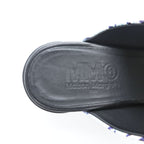 MM6 Maison Margiela ブロックヒール ミュール チャンキーヒール サボサンダル 22.5cm ホワイト 総柄 PRINTED MULES 羊革 レザー S59WP0139 イタリア製