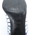 MM6 Maison Margiela ブロックヒール ミュール チャンキーヒール サボサンダル 22.5cm ホワイト 総柄 PRINTED MULES 羊革 レザー S59WP0139 イタリア製