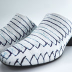 MM6 Maison Margiela ブロックヒール ミュール チャンキーヒール サボサンダル 22.5cm ホワイト 総柄 PRINTED MULES 羊革 レザー S59WP0139 イタリア製