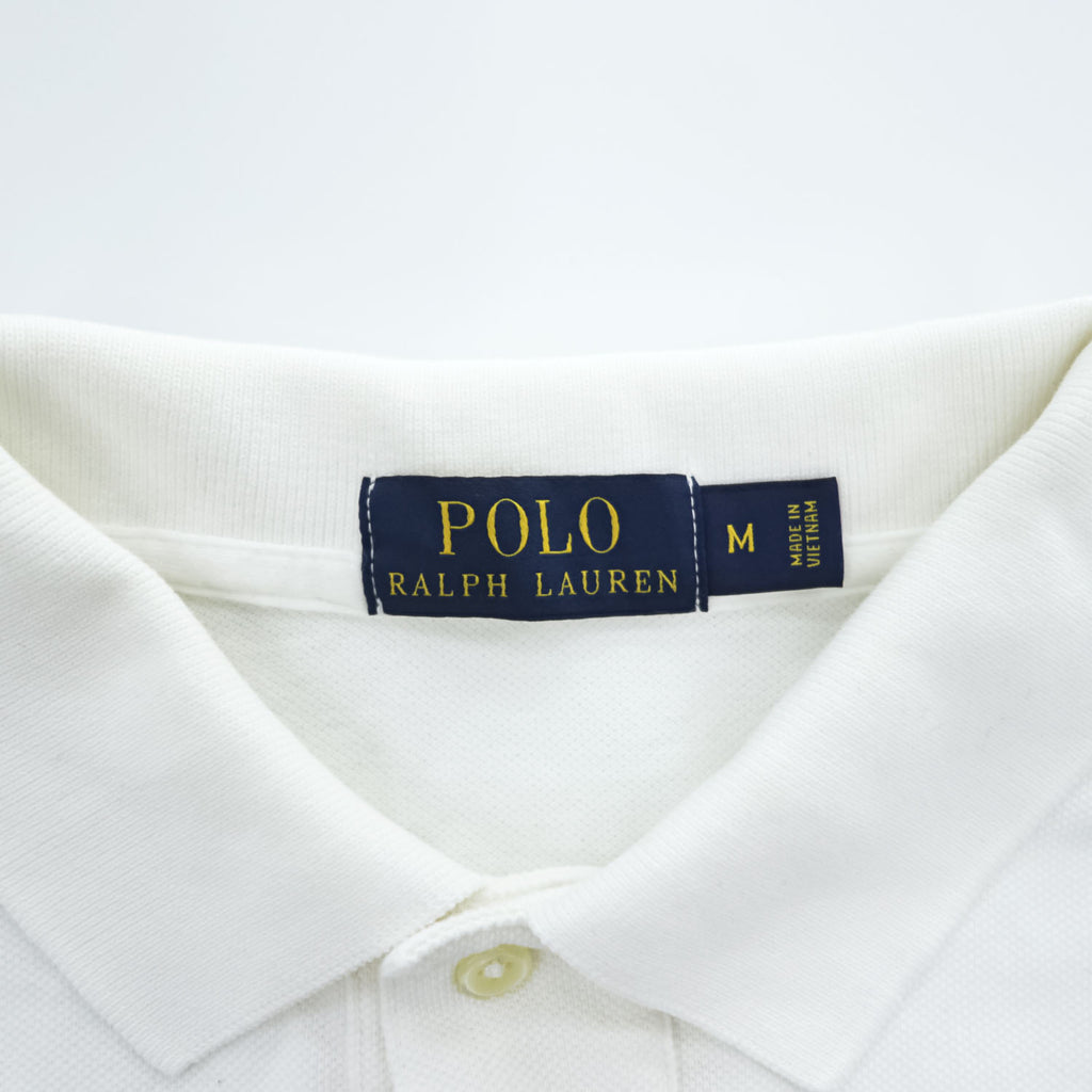 Polo Ralph Lauren 鹿の子 半袖 ポロシャツ M ホワイト スモールポニー ロゴ 刺繍 コットン