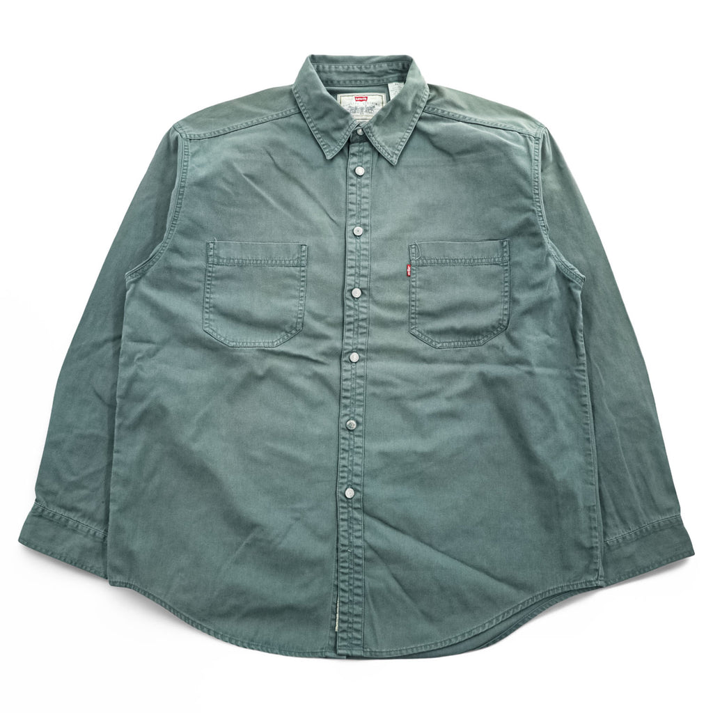 Levi's 90年代 ヴィンテージ 長袖 ワークシャツ XL カーキ グリーン 胸ポケット ビッグサイズ 60560-1332