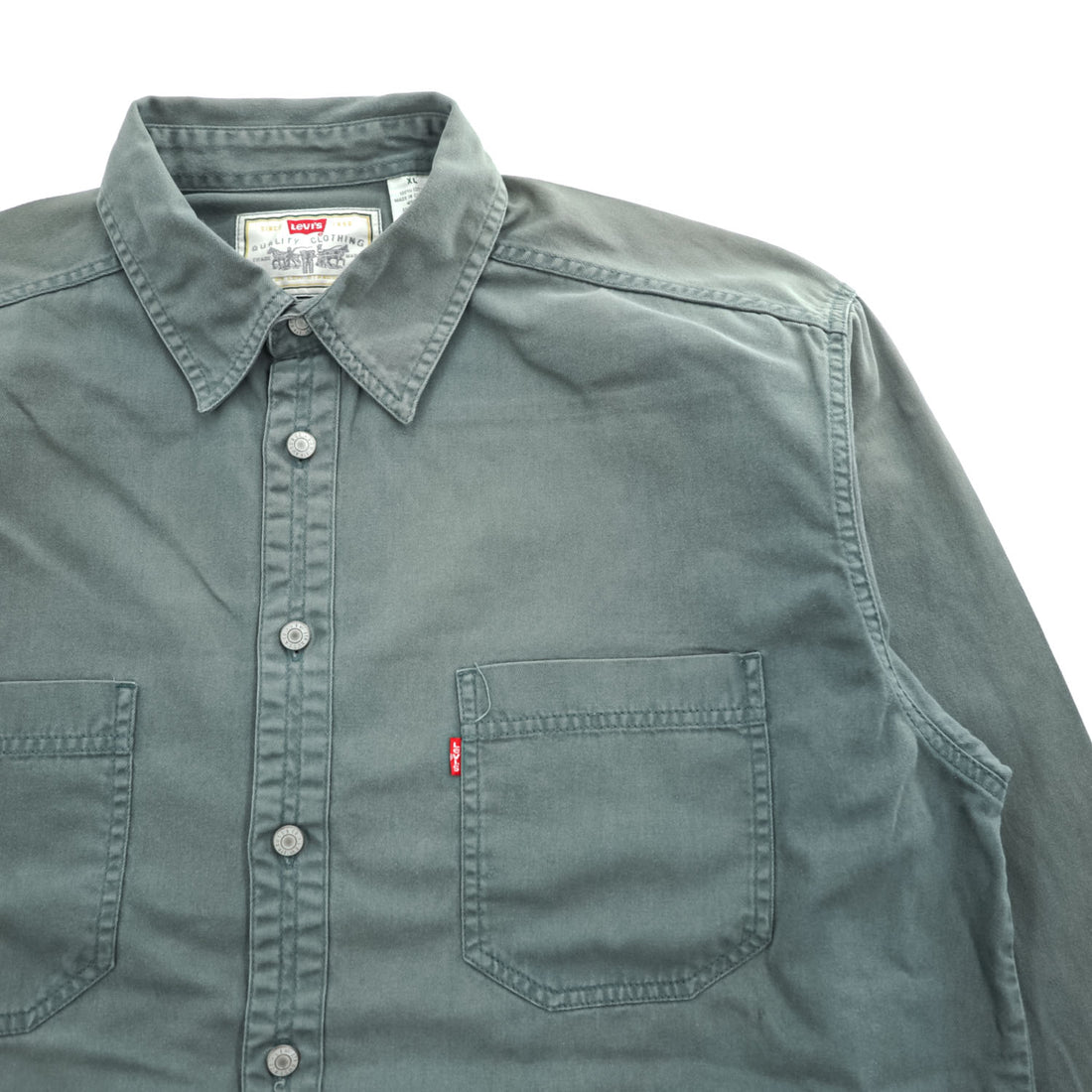 Levi's 90年代 ヴィンテージ 長袖 ワークシャツ XL カーキ グリーン 胸ポケット ビッグサイズ 60560-1332