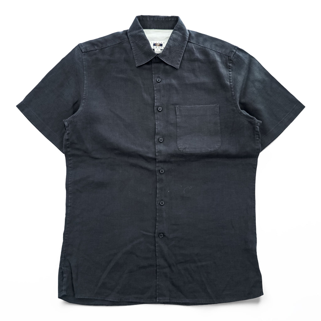 Joseph Abboud リネン 半袖シャツ M ブラック JOSEPH ABBOUD ボックスシルエット