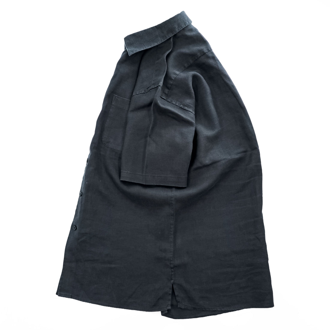 Joseph Abboud リネン 半袖シャツ M ブラック JOSEPH ABBOUD ボックスシルエット