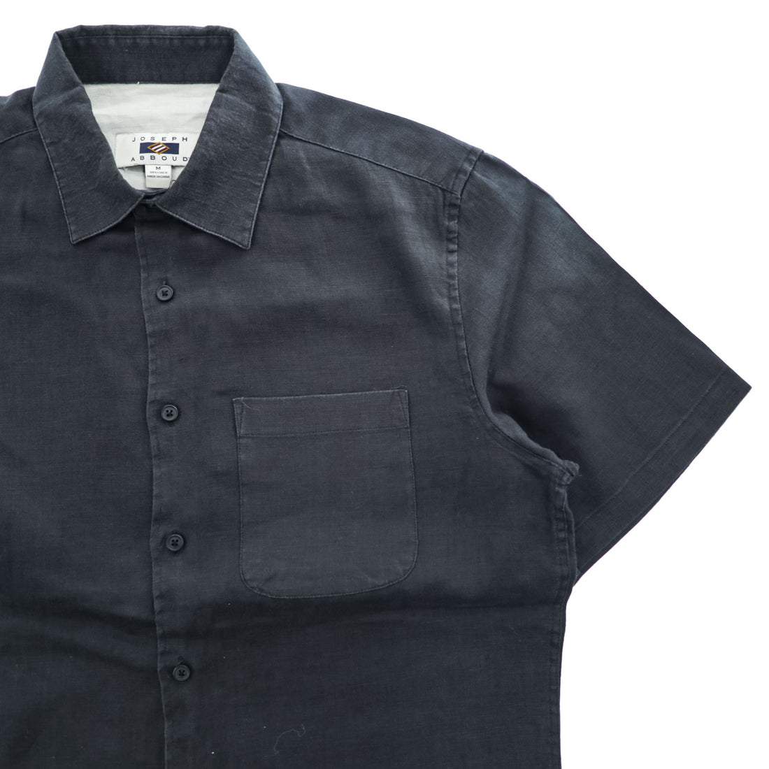 Joseph Abboud リネン 半袖シャツ M ブラック JOSEPH ABBOUD ボックスシルエット
