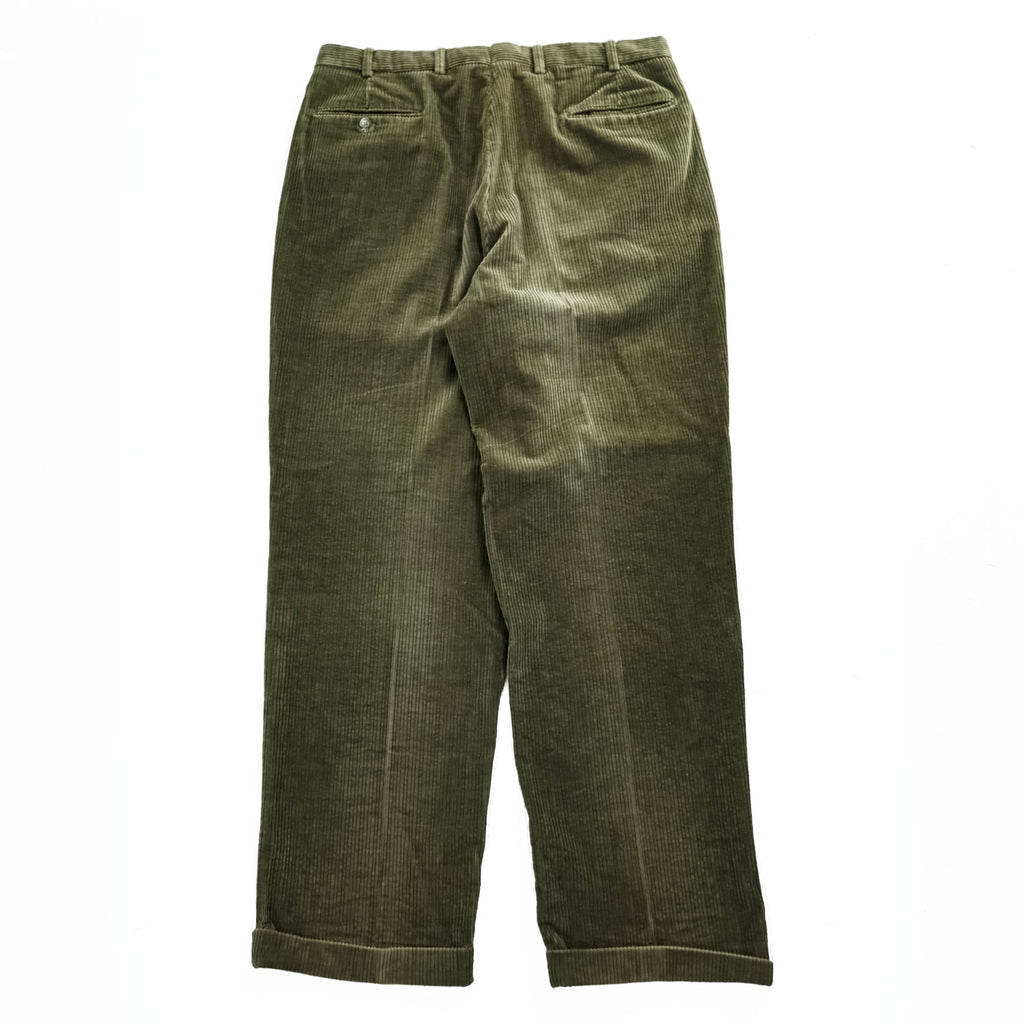 Brooks Brothers 90年代 ヴィンテージ USA製 太畝 コーデュロイ パンツ ワイド 2タック スラックス L ブラウン プリーツ ダブルカフス BB5042 3843