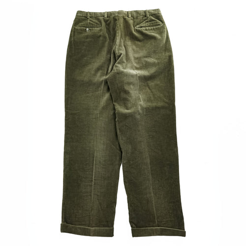Brooks Brothers 90年代 ヴィンテージ USA製 太畝 コーデュロイ パンツ ワイド 2タック スラックス L ブラウン プリーツ ダブルカフス BB5042 3843
