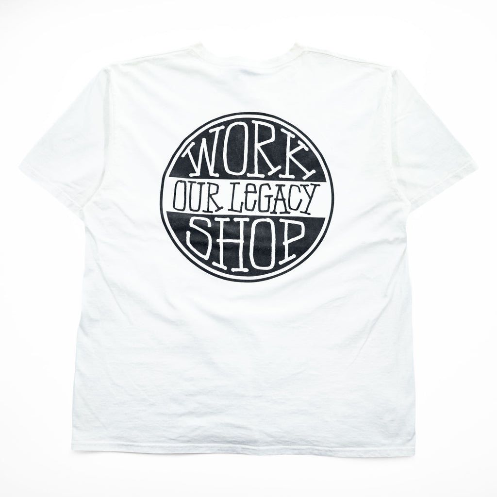 STUSSY × OUR LEGACY 半袖 Tシャツ DOT PIGMENT DYED TEE バックプリント WORK SHOP L ホワイト