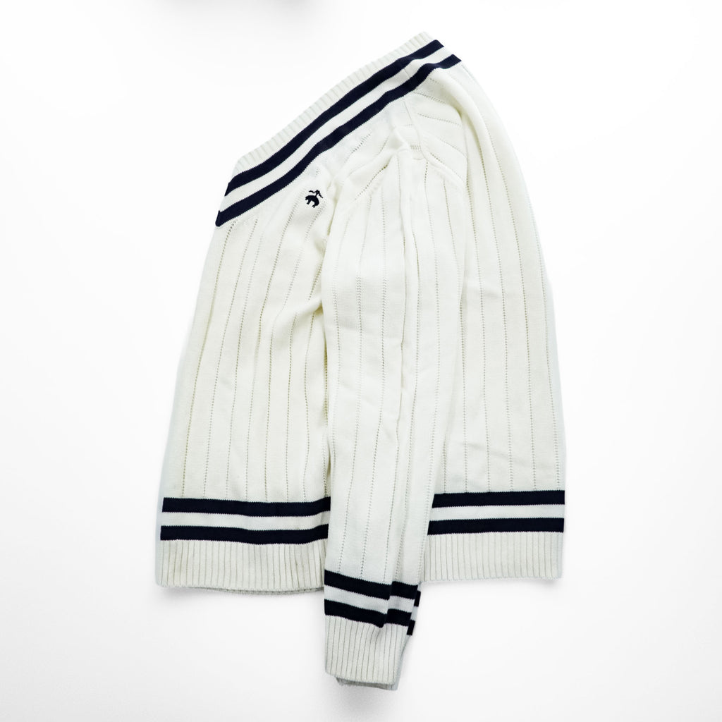 Brooks Brothers Vネック チルデンニット セーター L ネイビー ホワイト