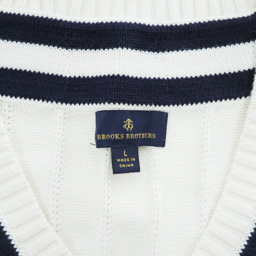 Brooks Brothers Vネック チルデンニット セーター L ネイビー ホワイト