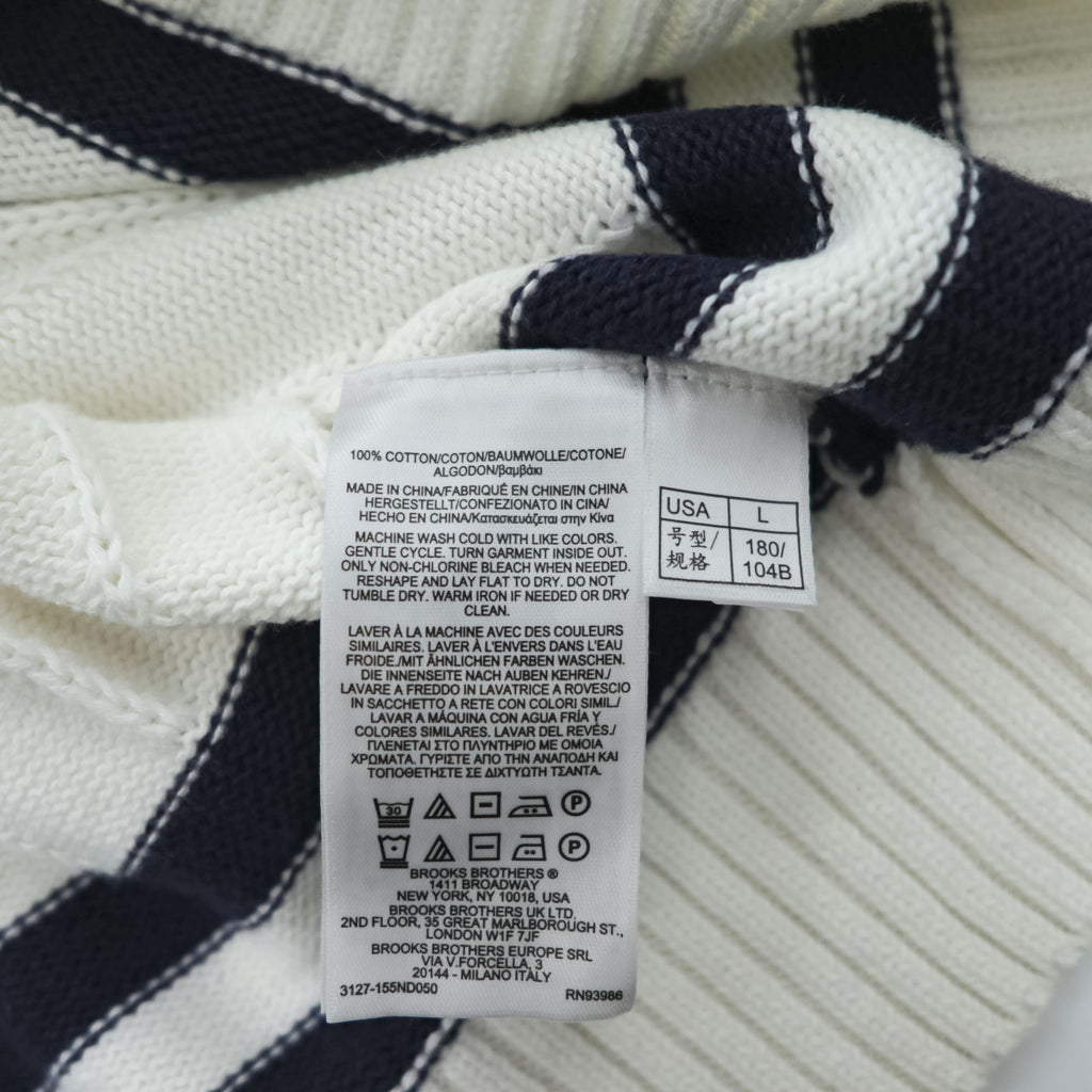 Brooks Brothers Vネック チルデンニット セーター L ネイビー ホワイト