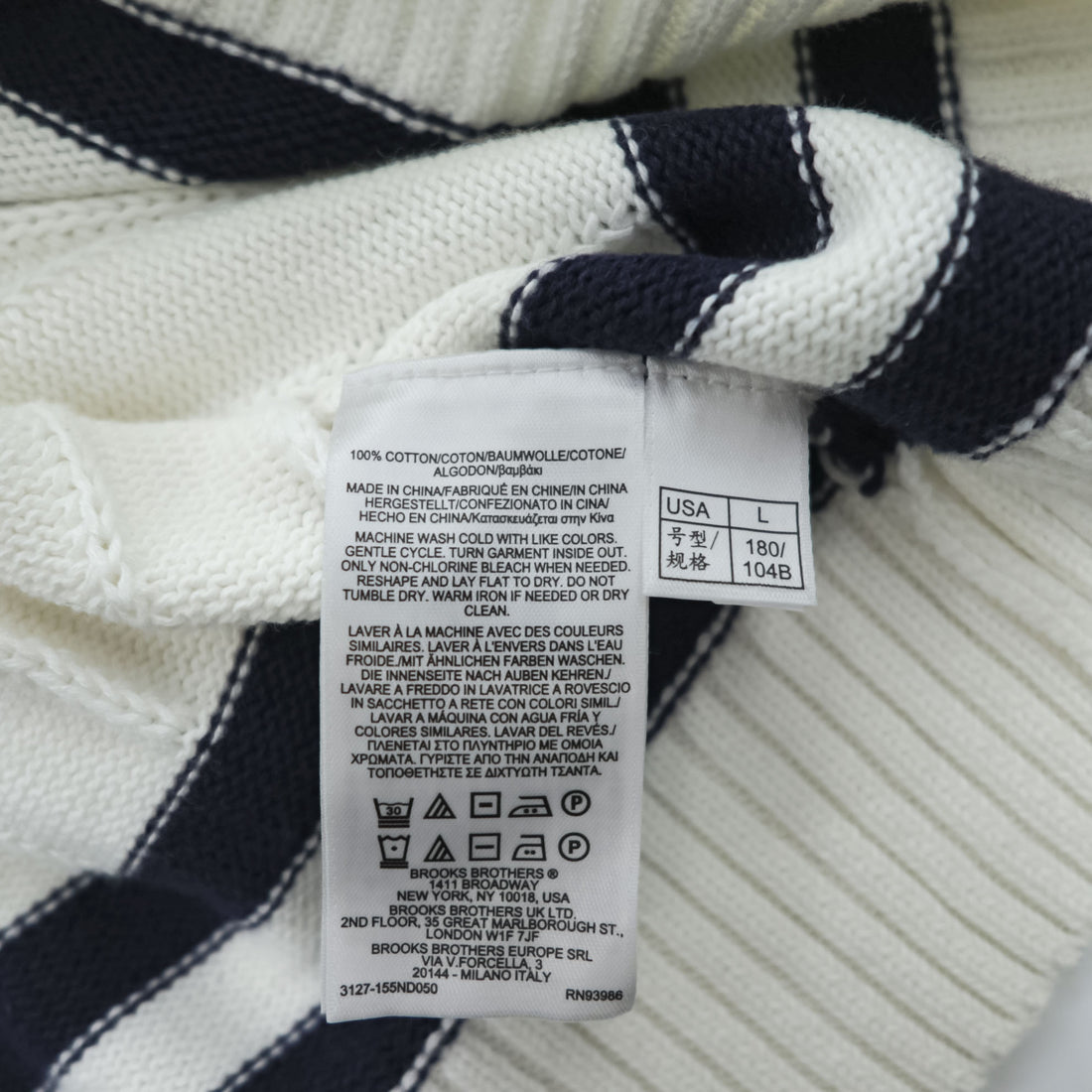 Brooks Brothers Vネック チルデンニット セーター L ネイビー ホワイト